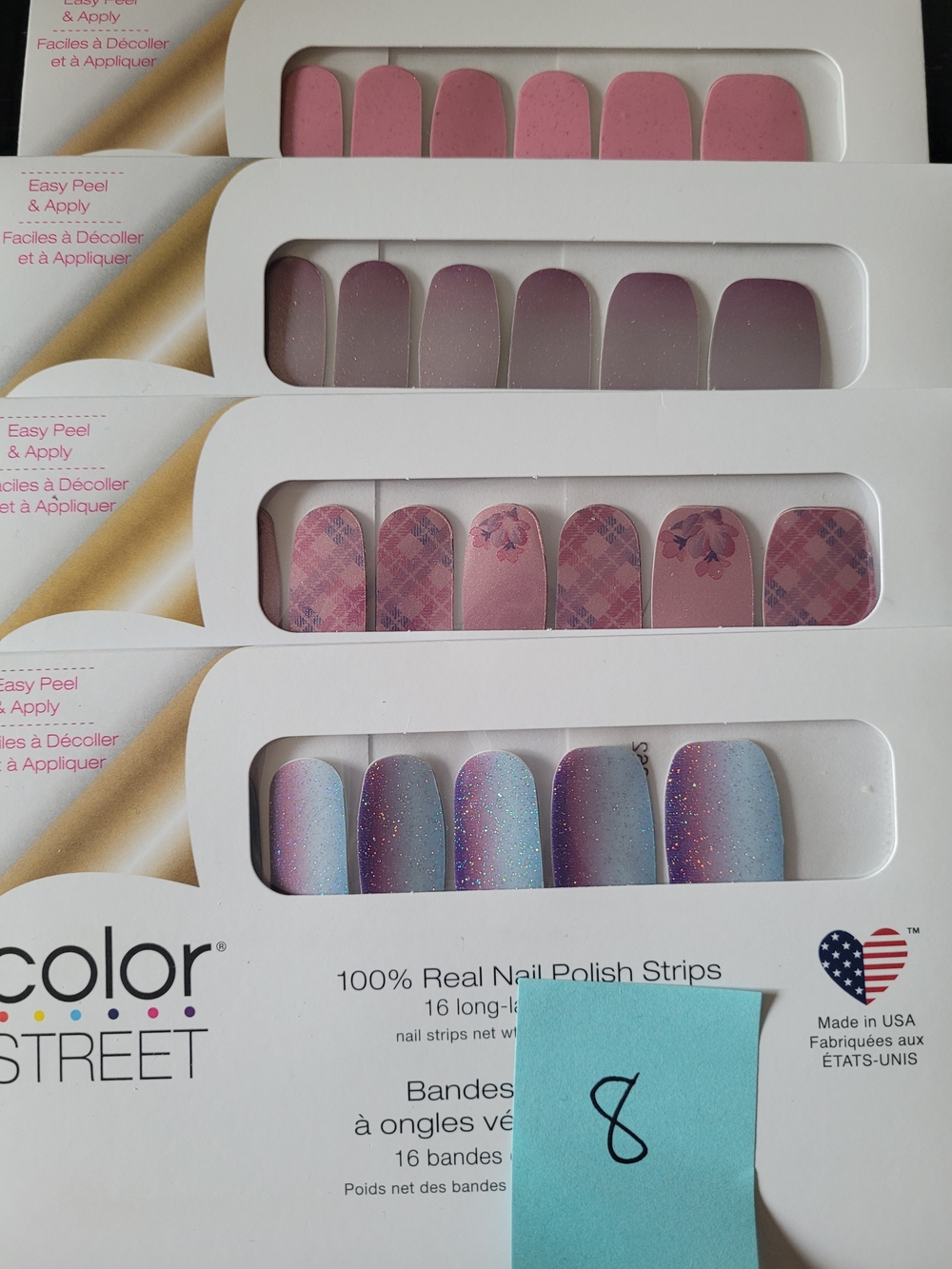 Color Street Pink & Purple Gradient and Floral Nail Polish Strips - 4 Pack